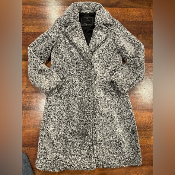 Lucky Brand Jackets & Blazers - Lucky Brand Long Faux Fur Jacket Gray Black Snap Closure Teddy Women’s Size XS